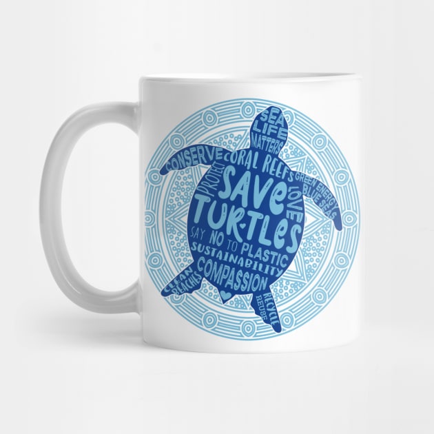 Save the Turtles - Blue Boho by Jitterfly